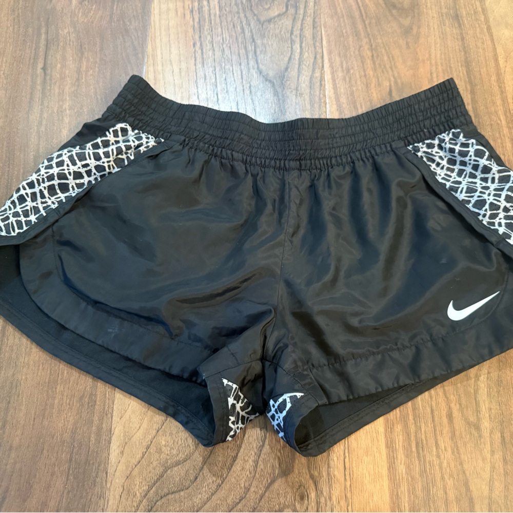 Nike Women's Black Shorts with White Pattern